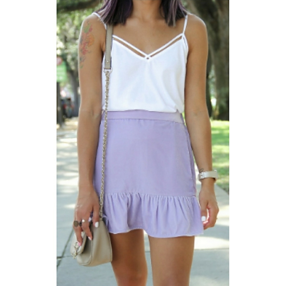 J CREW Velvet Peplum Skirt Light Thistle XXS - Picture 3 of 4